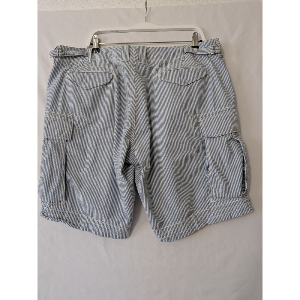 Polo Ralph Lauren Mens Seersucker Cargo Shorts Blue Striped Size 40 Inseam Loops - Picture 4 of 11